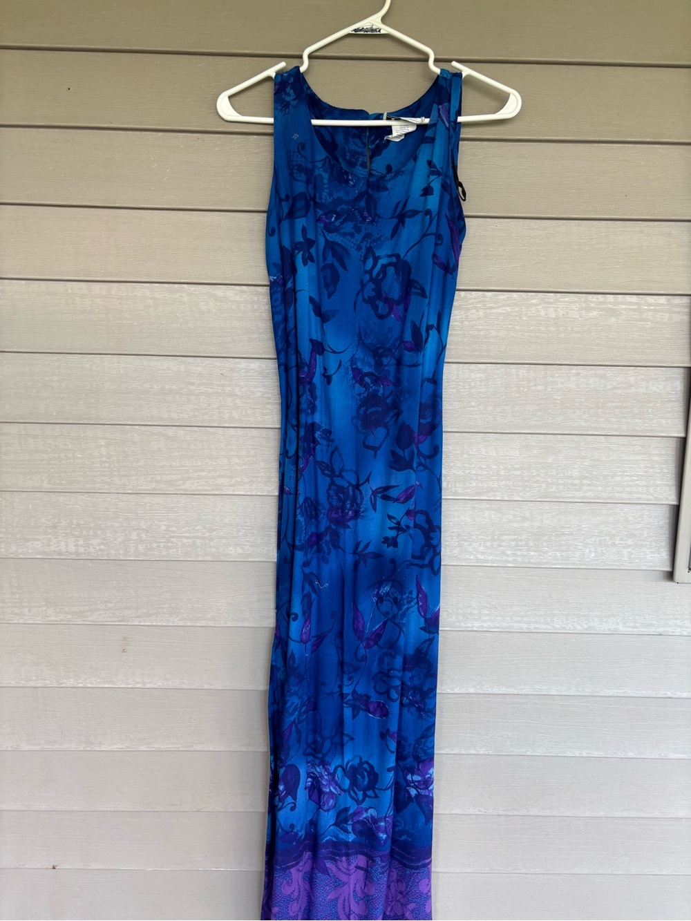 DBY SIZE 9 VTG Blue Floral Maxi Dress with tie formal/wedding/beach wear
